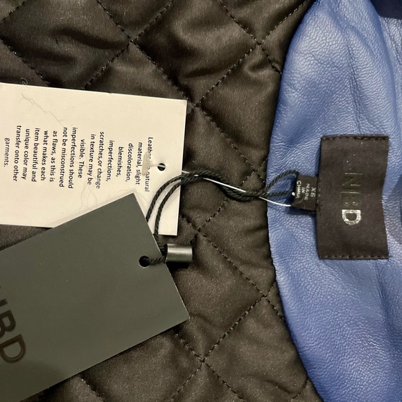 MBD ~ Colorblock Lamb Leather Jacket - Black, White, and Blue - Picture 5 of 6